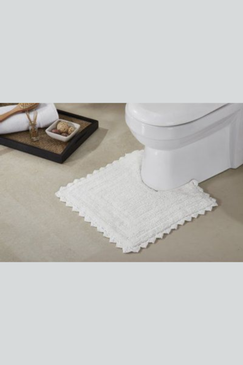 Toilet Mat White Cotton/Microfiber