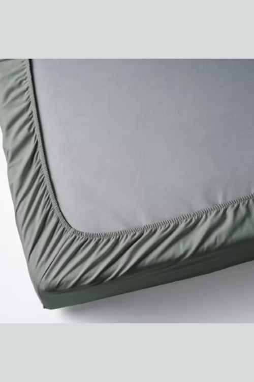 Fitted sheet, grey-green, 80×200 cm